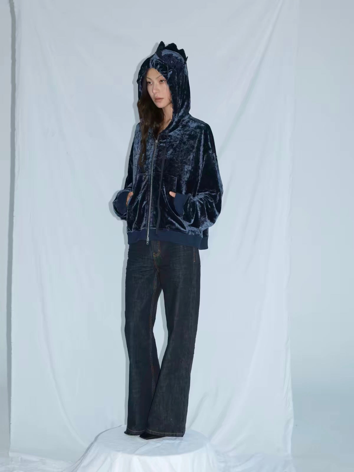 mwah goods ベロアジップパーカー 詳細画像 6