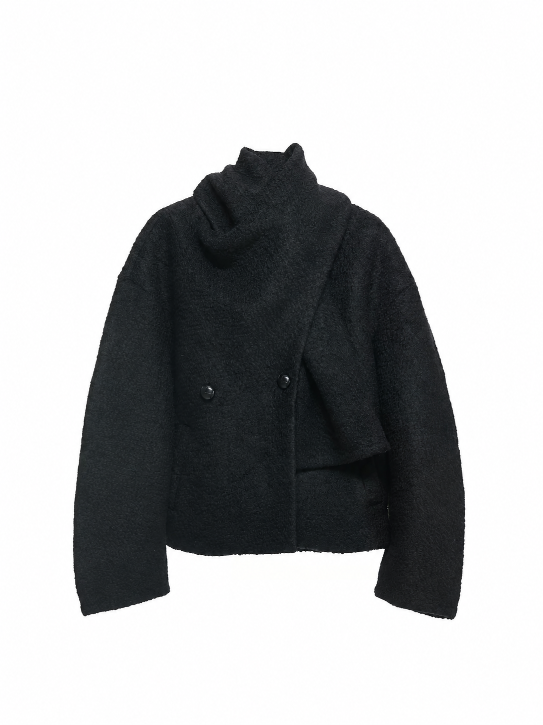 nothing cozy ループウール マフラーカラーコート ブラック 商品画像
